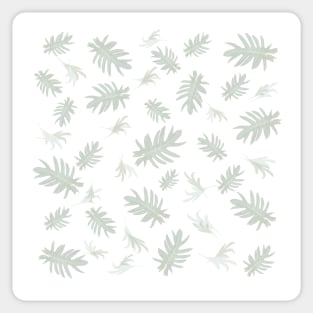 Autumn fall tropical palm leaves pattern gray on white Sticker